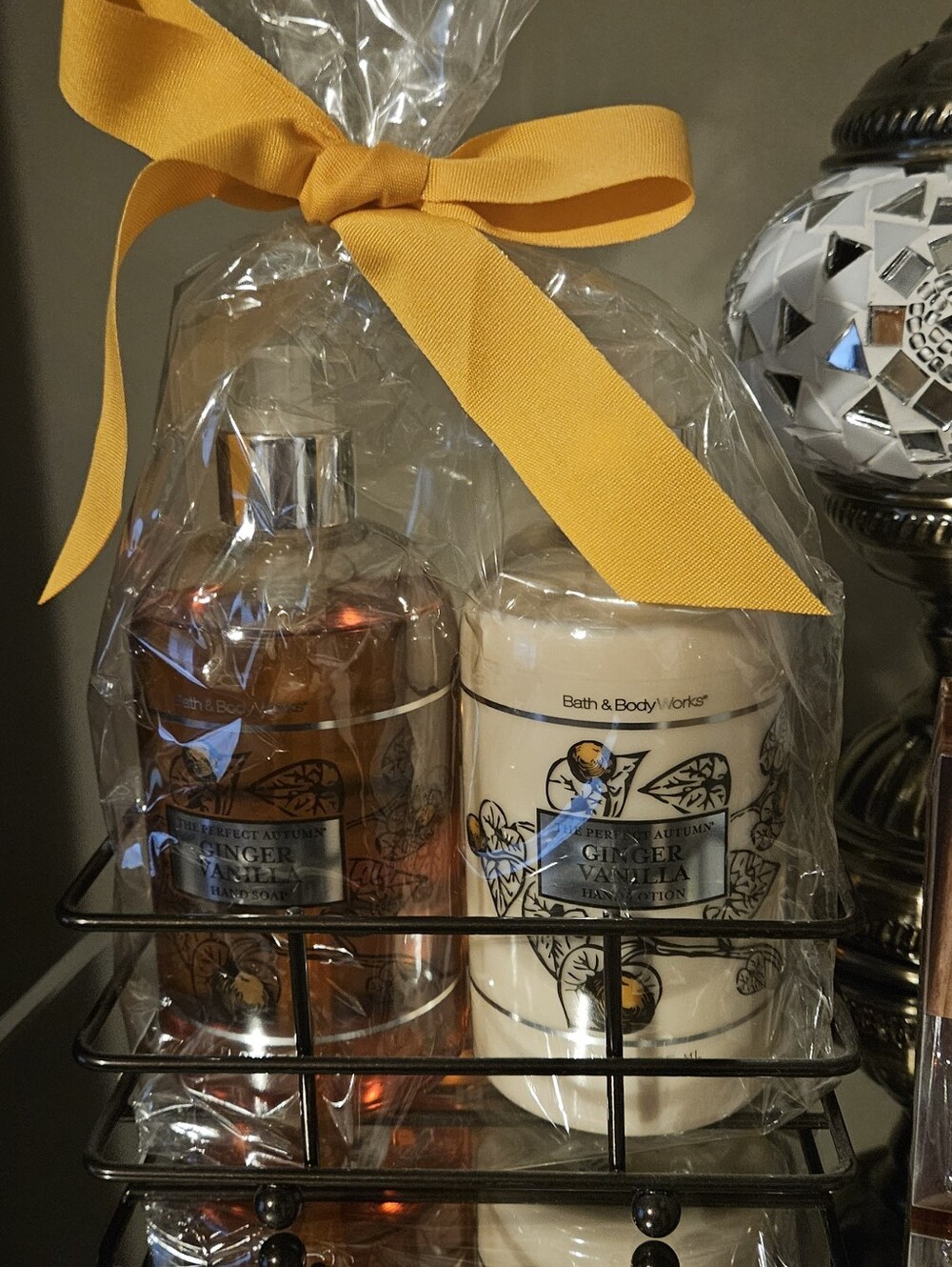 Hand Soap and Lotion Set with Bronze Caddy